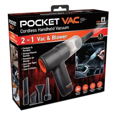 Image of Pocket Vac Handheld Vacuum Compact Wireless Cleaner, Lightweight Hand Held Vacuuming for Home Kitchen Car Corner Upholstery Pet Hair Dust Crumbs Cleaning