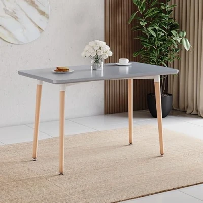 Image of Vida Designs Batley Square Dining Table With Solid Beech Wood Legs, Modern Room (Grey, 4 Seater)