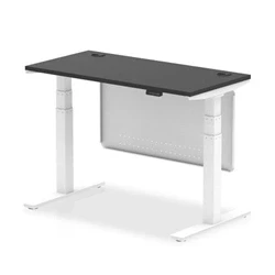 Image of Air 1200x600 Height Adjustable Desk CP Black/White Modesty Panel