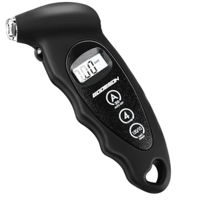 Image of GODESON Digital Tyre Pressure Gauge 150 PSI 10 Bar with 4 Settings, Car Accessory Backlit LCD, Suitable for Cars, Trucks, Bicycles, Motorcycles