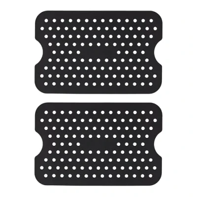 Image of Tala Rectangular Silicone Air Fryer Base Liners 19.5 x 13cm, Reusable &amp; Flexible, Grooved Design for Enhanced Airflow, Easy Cleaning, Dishwasher Safe, Oven Safe up to 230C (446F)