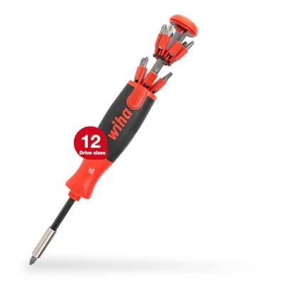 Image of Wiha LiftUp 25 screwdriver set 12 pcs. with bit (38605) i magazine of standard bits, holder slotted Phillips torx