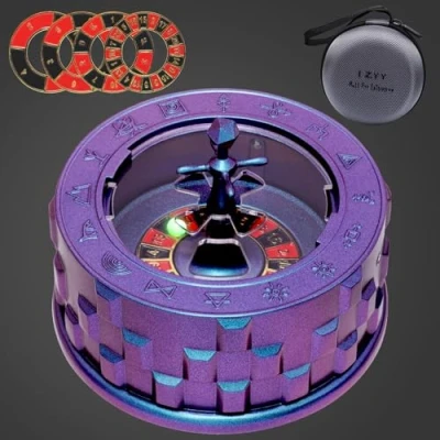 Image of CZYY Roulette Dice 7 in 1 Metal Spinner Set, Unique Spinning Dice, Desk Fidget Gadget Cool DND Role Playing Gift &amp; Accessories for D&amp;D, Tabletop RPG, Board Game (Purple)