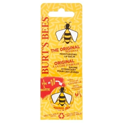 Image of Burt&#039;s Bees Moisturizing Retro Lip Balm Tin with Vitamin E &amp; Peppermint The Original Beeswax 8.5g / 0.3oz Made in U.S.A. It&#039;s like a minty chill pill for dry lips