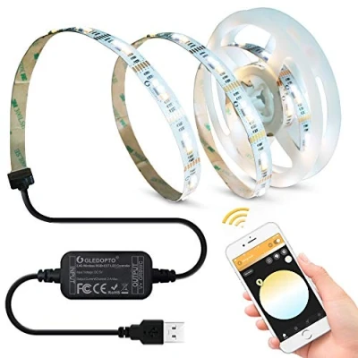 Image of ZigBee RGBCCT Controller + 2M Waterproof LED Strip Light Kit, USB 5V 6.6Ft TV Backlight, RGBW Color Changing and Dual White Link App Smart Bias Lighting Amazon Echo Plus