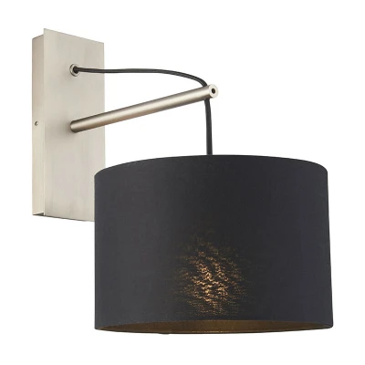 Image of Ravenna Wall Lamp Matt Nickel Plate &amp; Black Cotton Fabric