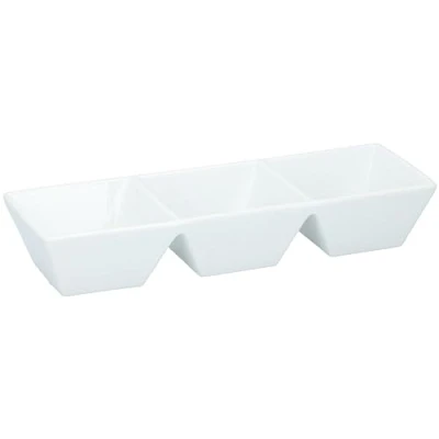 Image of alpina Edco Dip Bowls Set of 3 Containers Tapas for Snacks and Dips Porcelain Snack Bowl Dishwasher Safe 28 x 8.5 cm Perfect Parties Birthdays White