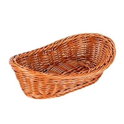 Image of Wicker Bread Baskets Woven Organizer Tabletop Food Serving For Fruits Vegetables &amp; Snacks Restaurant Small Table