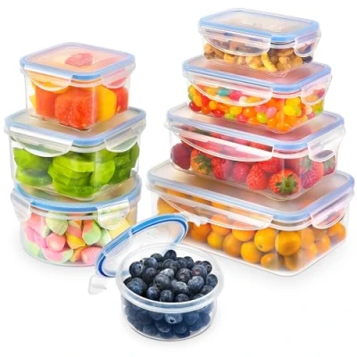 Image of YASHE Food Storage Containers 16PCS (8 + 8 Lids), Airtight Plastic with Lids, Pantry &amp; Kitchen Containers, Leak Proof, BPA Free, Microwave Freezer Safe, 0.24 1.5L