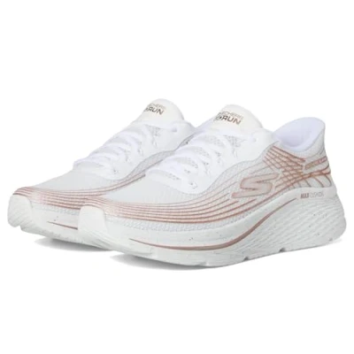Image of Skechers MAX Cushioning Elite 2.0 Trainers, Women&#039;s, Size: 5, White/rose gold Textile