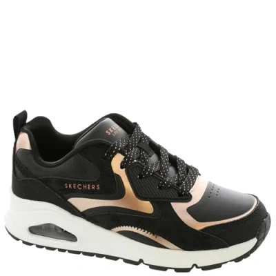Image of Skechers Girl&#039;s Uno Gen1 Color Surge Sneaker, Black/Rose Gold, 5.5 UK