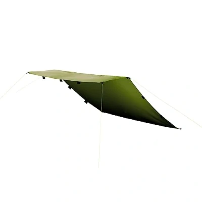 Image of Tatonka Tarp 1 (425 x 445 cm) Lightweight, tear resistant, waterproof with taped seams, eyelets, flap loops and reinforced corner points protects against sun, wind rain olive green
