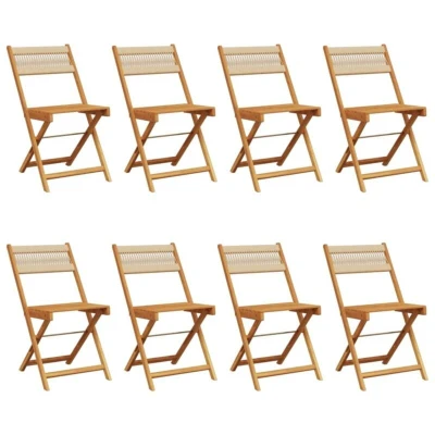 Image of vidaXL Folding Garden Chairs 8 pcs Beige Solid Wood Acacia