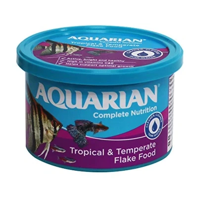 Image of AQUARIAN Complete Nutrition, Aquarium Tropical &amp; Temperate Fish Food Flakes, 50g Container