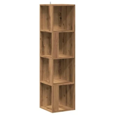Image of vidaXL corner cabinet engineered wood storage unit in artisan oak 33x33x132 cm for living room/bedroom/office