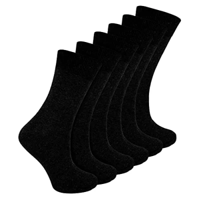 Image of Drew Brady 6 Pairs Girls &amp; Boys School Socks, 4 Colours, 3 Sizes (9 12 Uk (4 Years), Black)