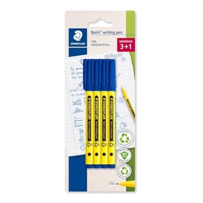 Image of STAEDTLER Noris Handwriting Pen Blue Pack of 4, 307 3 BK4