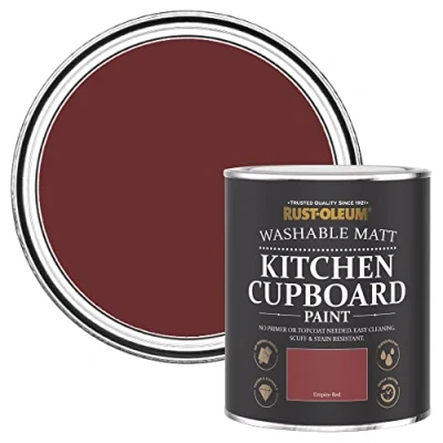 Image of Rust Oleum Red Kitchen Cupboard Paint in Matt Finish Empire 750ml