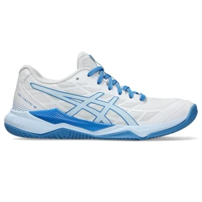 Image of Asics Geltactic 12 Volleyball shoes, Women&#039;s, Size: 4, White/light blue Textile/synthetics
