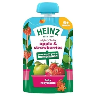 Image of Heinz Apple and Strawberry Fruit Pouch 4m+, 100 g