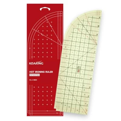 Image of Kearing Hot Hem Ruler for Sewing, 4 x 12 Inch, Patented Heat Resistant Non Slip Ironing Measure, Mark, Fold, Press with Dry or Steam Iron