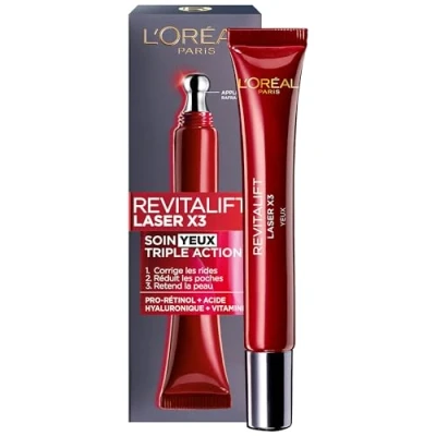 Image of L&#039;Oréal Paris Revitalift Laser X3 Care Eyes Anti aging Acid Hyaluronic New Look Set of 2