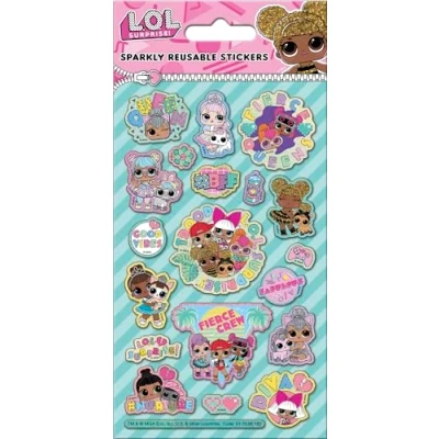 Image of Paper Projects 01.70.06.183 L.O.L. Surprise Troop Sparkly Stickers Official Licensed Product Reusable on Non Porous Surfaces, Blue and Pink