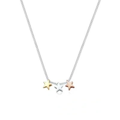 Image of Elli Women&#039;s 925 Sterling Silver Gold Plated Xilion Cut Necklace of Length 45 cm
