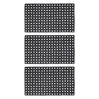Image of JVL Contract Rondo Rubber Ring Scraper Doormat, 50 x 100 cm, Pack of 3