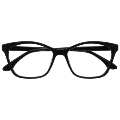 Image of OPULIZE KAT Reading Glasses Cat Eye Frame Shiny Black Men &amp; Women Spring Hinges R59 1 +1.00