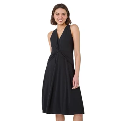 Image of Roman Womens Twist Front Stretch Dress Black Size 12 UK