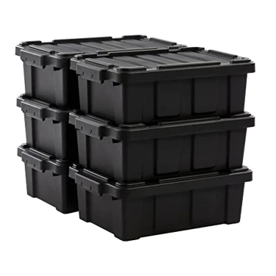 Image of Iris Ohyama Heavy Duty Organisation Boxes, 12.5L, Set of 6, Red, Compact, Durable, Stackable, For Garage, Shelves, Moving, Plastic, Utility, Tool Box, DDSKT 130