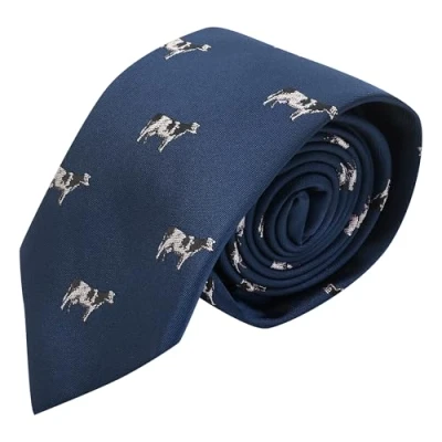 Image of King &amp; Priory Navy Blue Embroidered Cow Tie