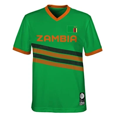Image of Official 2023 Women&#039;s Football World Cup Youth Team Shirt, Zambia, Green, 8 10 Years