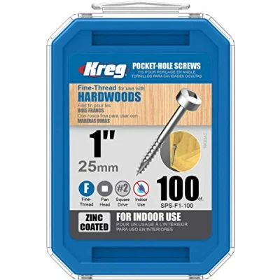 Image of Kreg 100 galvanised screws 6 x 25 mm fine thread Maxi Loc square