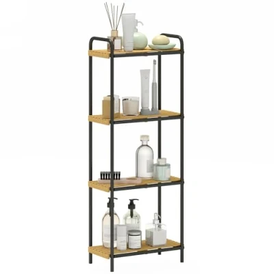 Image of HOMCOM 4 Tier Bamboo Bathroom Shelf, Freestanding Shelving Unit, Natural
