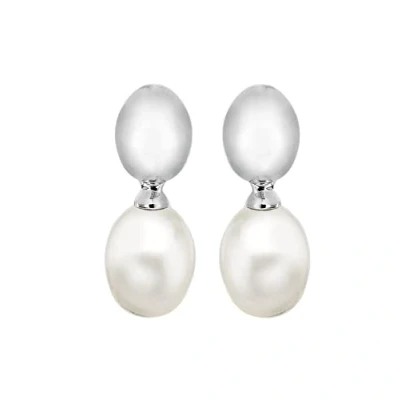 Image of Tuscany Silver Women&#039;s Sterling 5 mm White Pearl Drop Earrings