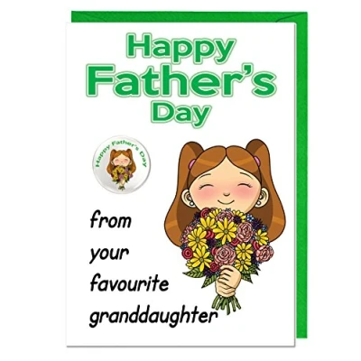 Image of AK Giftshop Funny Humour Joke Father&#039;s Day Daughter Themed Card And Badge For A Grandfather From Your Favourite Granddaughter