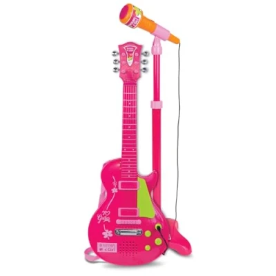 Image of Bontempi Pink electronic rock guitar with microphone (245872), 24 5832