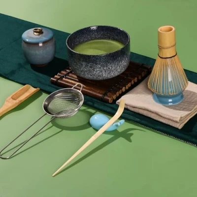 Image of DiDiBirDi Japanese Matcha Bowl Set 9 Pcs,Matcha Set,Matcha Whisk Stand, Bamboo Scoop (Chashaku),Traditional (Chasen)