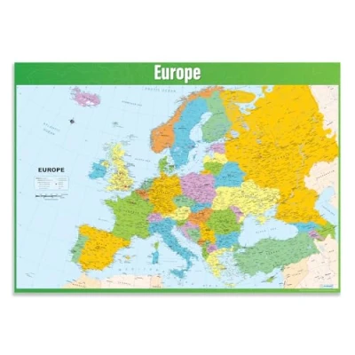 Image of Europe Map Poster EXTRA LARGE A1 (850mm x 594mm) Gloss Paper Secondary School Geography Wall Charts by Daydream Education