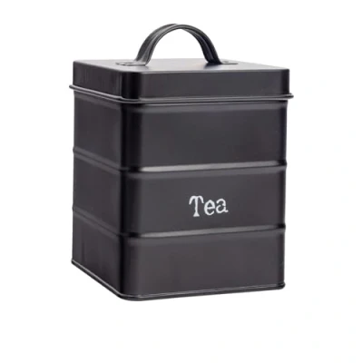Image of Black Vintage Metal Tea Canister By Harbour Housewares