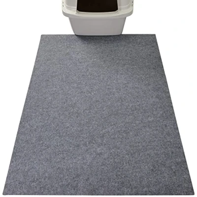 Image of Drymate Original Cat Litter Mat, Contains Mess from Box, Protects Floors, Urine Proof, Machine Washable, Soft on Kitty Paws, Absorbent, Waterproof (USA Made, Recycled Content) (29x36)(Light Grey)