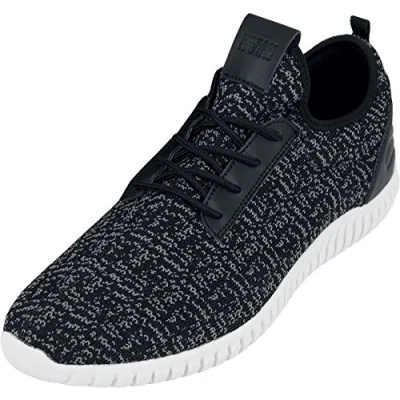 Image of Urban Classics Men&#039;s Knitted Light Runner Shoe Sneaker, Multicolour Black Grey White 827, 4.5 UK