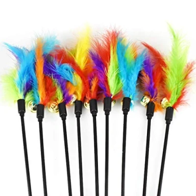 Image of Btgghytr Interactive Cat Teaser Stick Feather Toy Wand For Cats