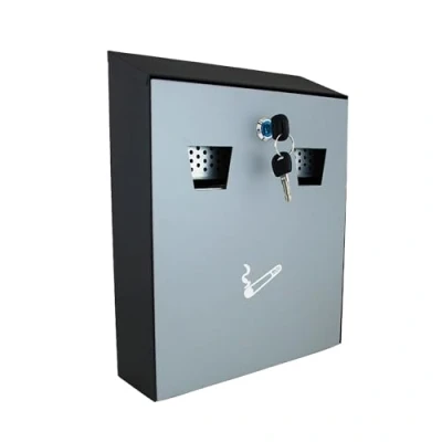 Image of Buckingham Wall Mounted Outdoor Cigarette Bin, Ashtray , Ash Heavy Duty ,Pubs Clubs, Office,Home ,Luminous Motif, Smoking, Lockable, Commercial Premium Quality Grey/Black