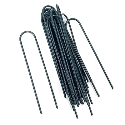 Image of CENPEK 30 Pack Staples U Shaped Steel Pins Ground Stakes Pegs Spikes for Lawn Sod Weed Landscape Grass Fabric Netting