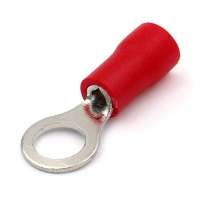 Image of Heschen Ring Terminal Crimp Connectors Vinyl Insulated Wire Electrical Connector RV1.25 5S Stud size #10 for 0.5 1.5mm² (22 16 AWG) Red 100Pack