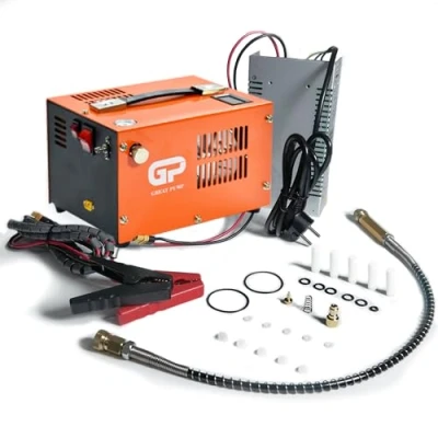 Image of TUXING 300Bar PCP Air Compressor, Portable 4500Psi/30Mpa, 8MM Quick Connector Compatible for Gun with Water/Oil Separator, Built in Power Adapter(220V AC or 12V Car Battery)