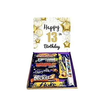 Image of Cadburys Happy 13th Birthday Chocolate Gift Cadbury’s Chocolates Sweet Box Great Treat 8 Full Size Bars